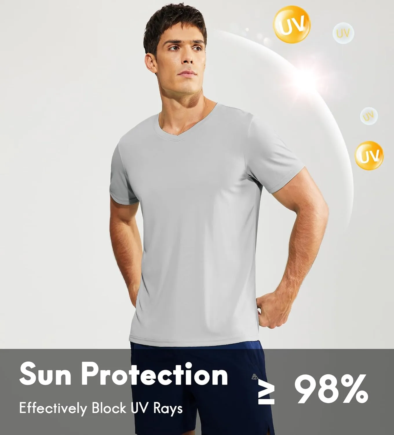 Haimont Men's V Neck Athletic T Shirts Lightweight Gym Workout Running Short Sleeve Tee Shirts Moisture Wicking UV Protection