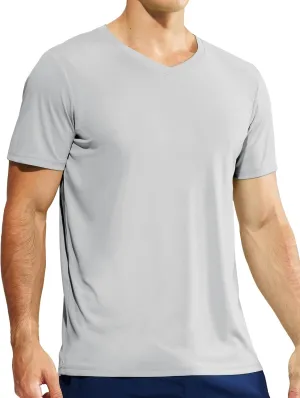 Haimont Men's V Neck Athletic T Shirts Lightweight Gym Workout Running Short Sleeve Tee Shirts Moisture Wicking UV Protection