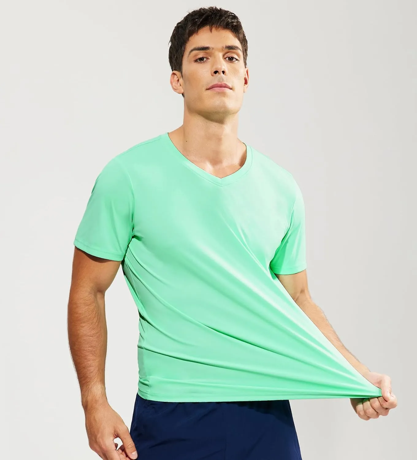 Haimont Men's V Neck Athletic T Shirts Lightweight Gym Workout Running Short Sleeve Tee Shirts Moisture Wicking UV Protection