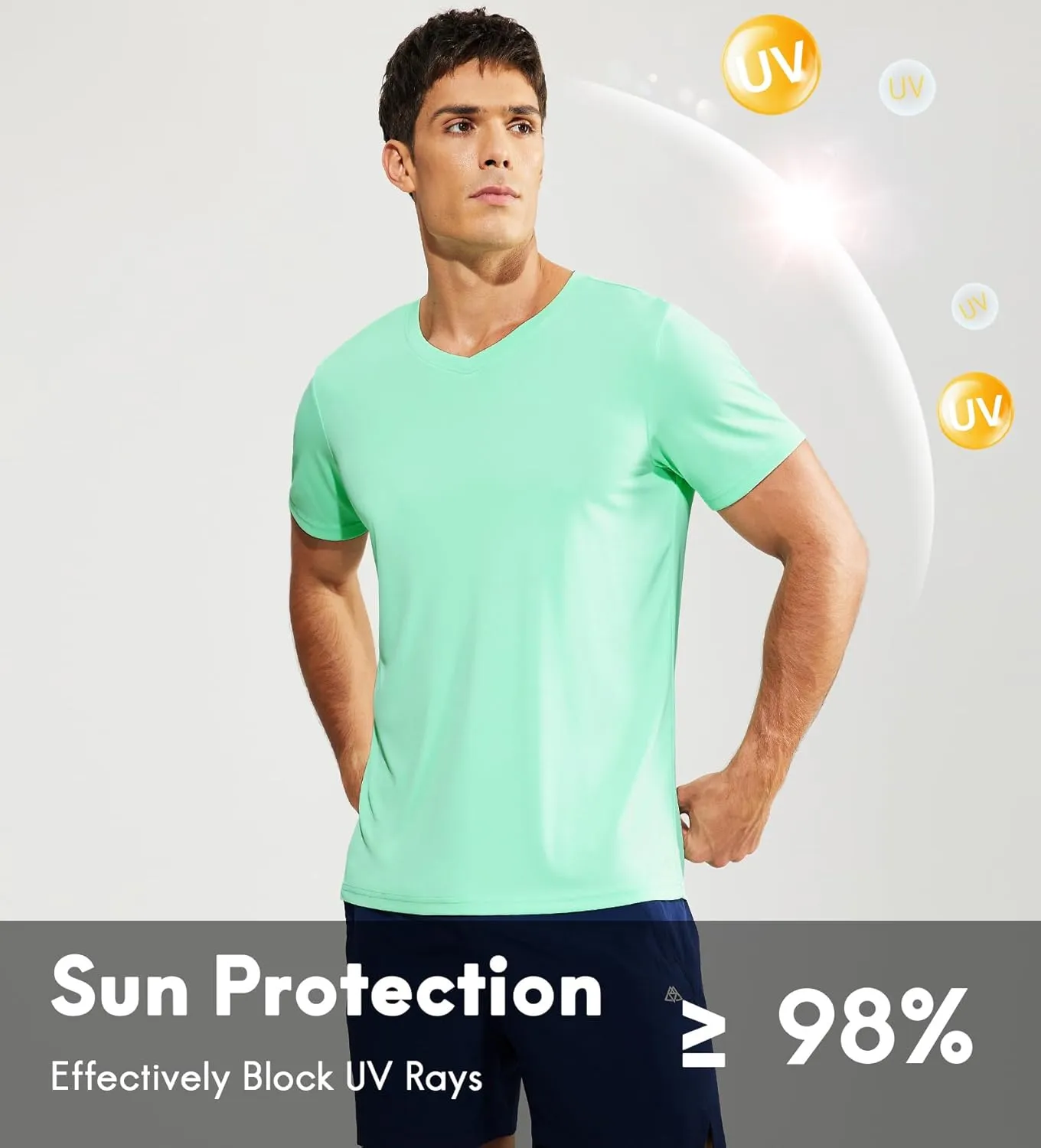 Haimont Men's V Neck Athletic T Shirts Lightweight Gym Workout Running Short Sleeve Tee Shirts Moisture Wicking UV Protection