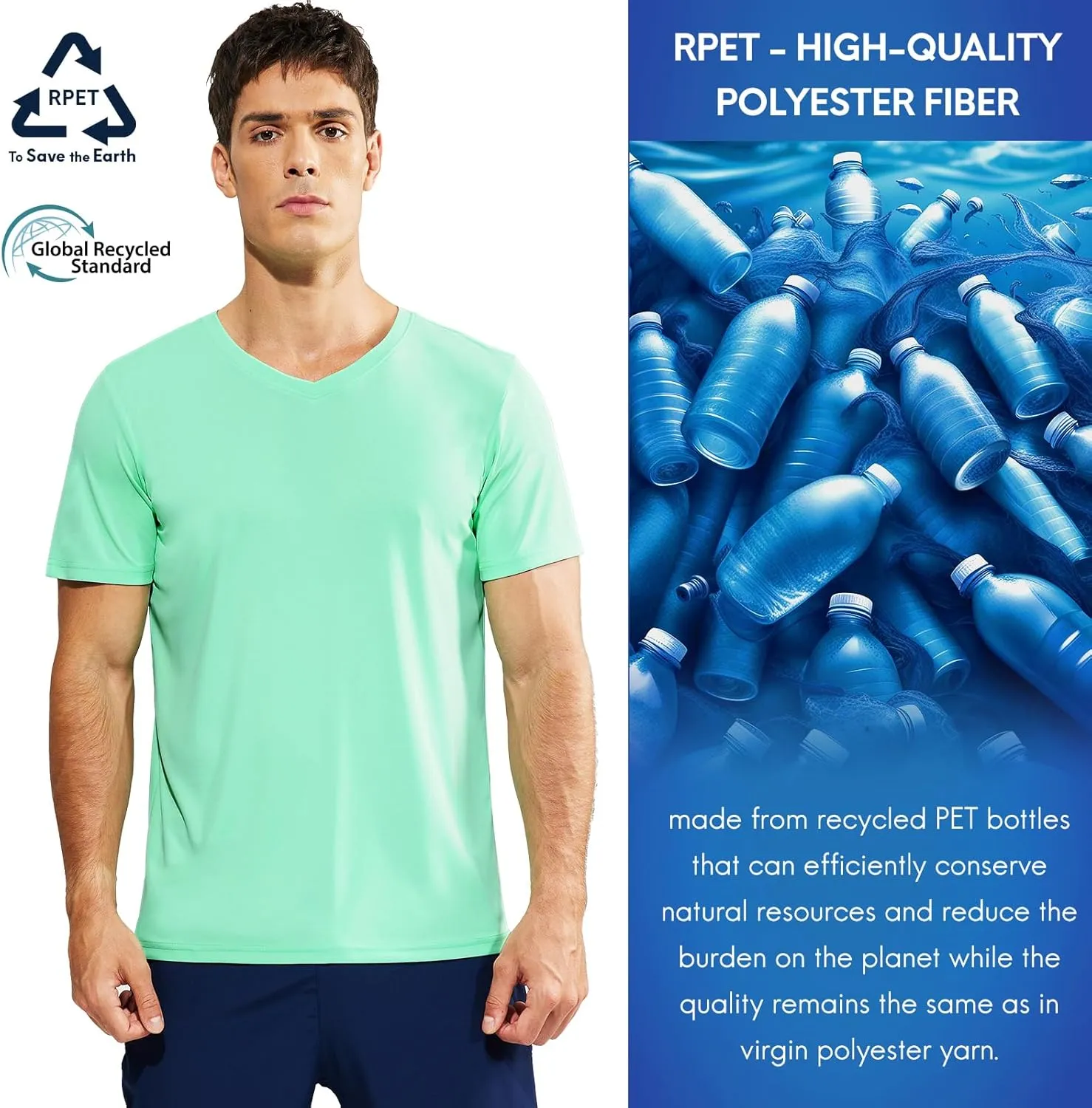 Haimont Men's V Neck Athletic T Shirts Lightweight Gym Workout Running Short Sleeve Tee Shirts Moisture Wicking UV Protection