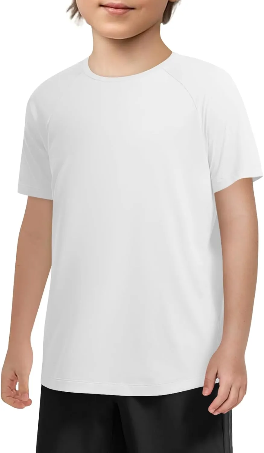Haloumoning Boys Short Sleeve Athletic T-Shirts Kids Basic Quick Dry Lightweight Performance Tees 5-14 Years