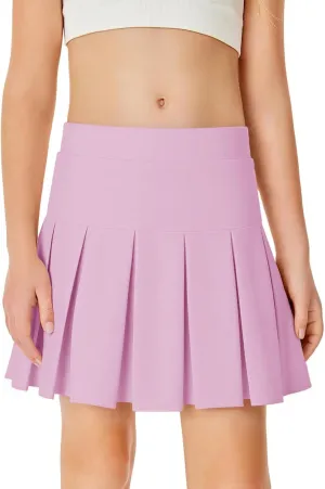 Haloumoning Girls Pleated Skirts School Kids Casual Mini Flare A Line Uniform Skorts Skirt 5-14 Years