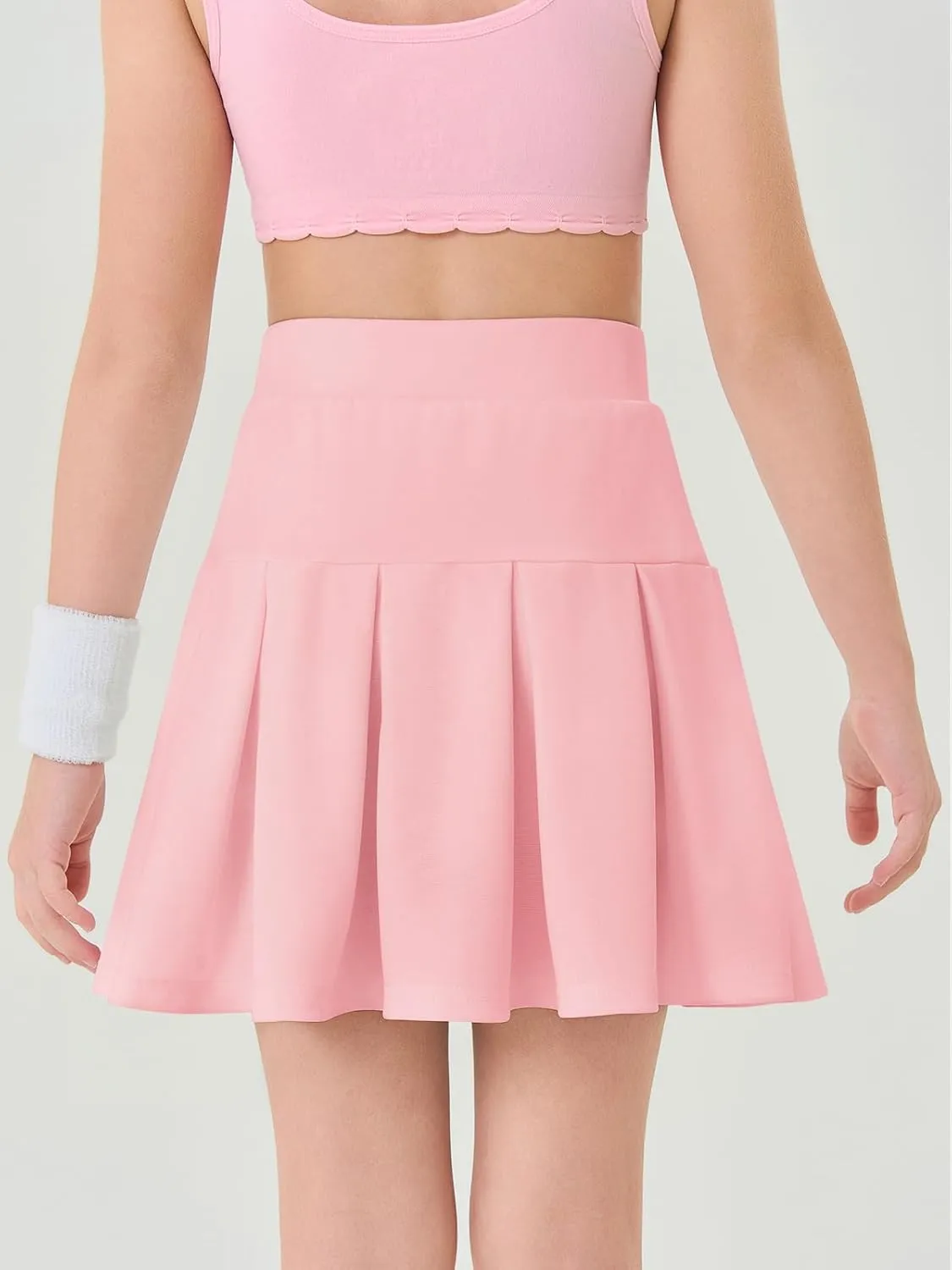 Haloumoning Girls Pleated Skirts School Kids Casual Mini Flare A Line Uniform Skorts Skirt 5-14 Years