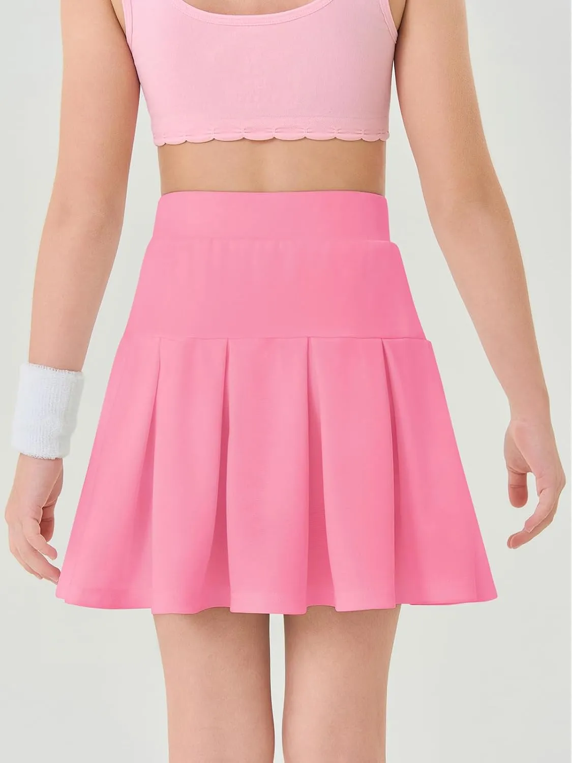 Haloumoning Girls Pleated Skirts School Kids Casual Mini Flare A Line Uniform Skorts Skirt 5-14 Years