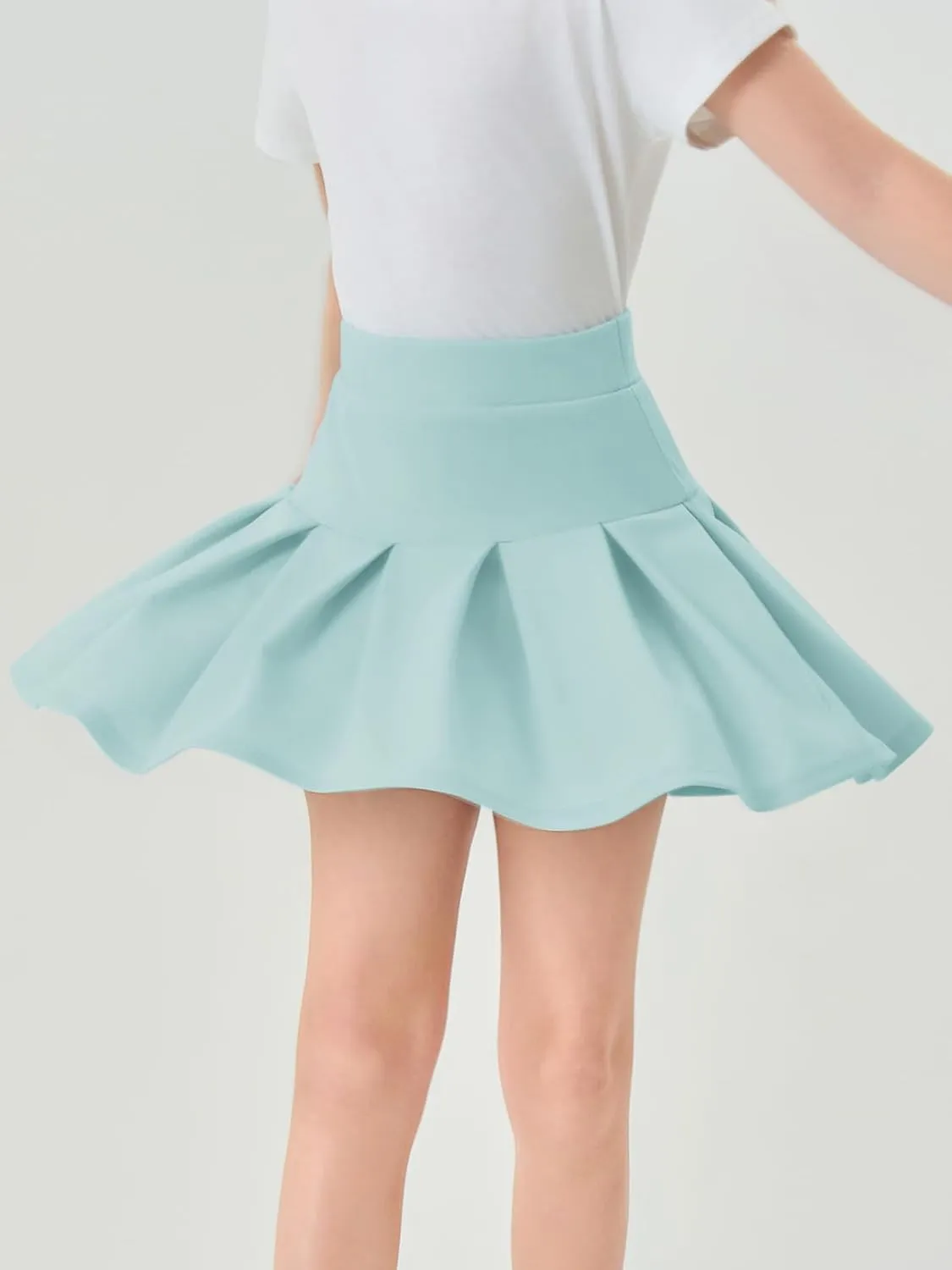 Haloumoning Girls Pleated Skirts School Kids Casual Mini Flare A Line Uniform Skorts Skirt 5-14 Years