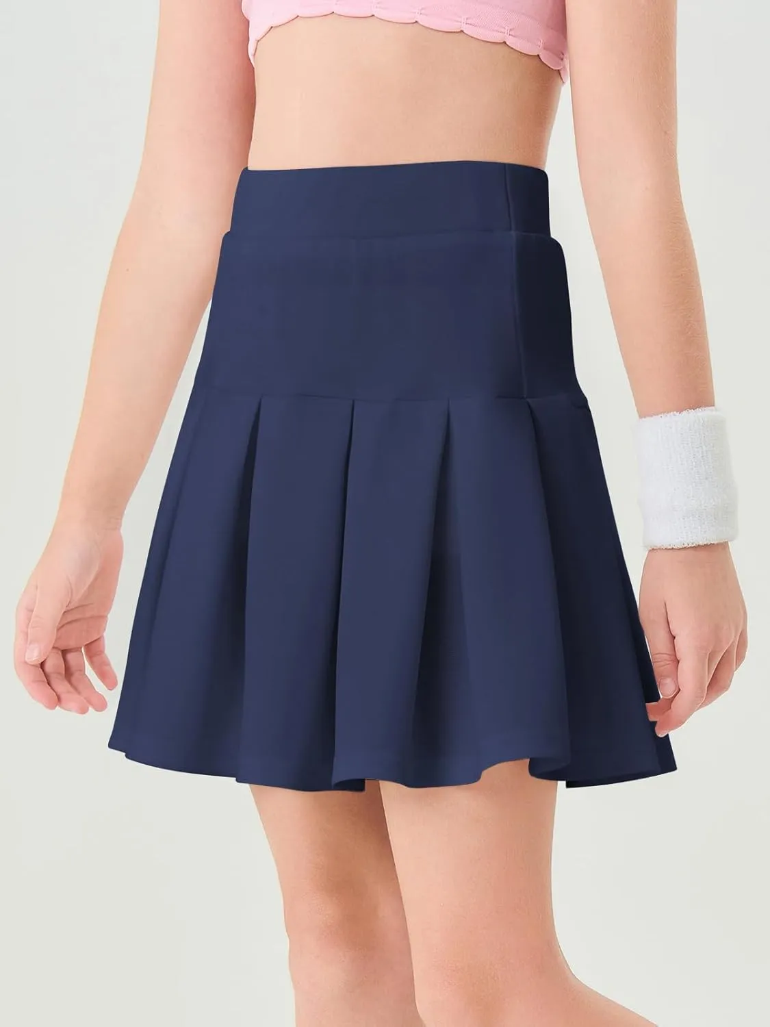 Haloumoning Girls Pleated Skirts School Kids Casual Mini Flare A Line Uniform Skorts Skirt 5-14 Years