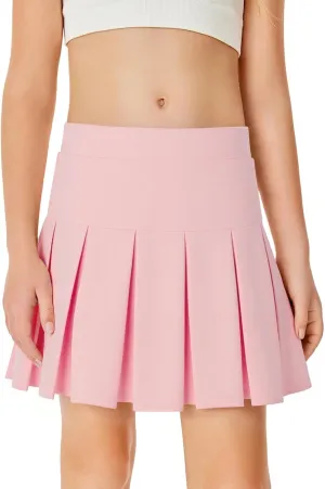 Haloumoning Girls Pleated Skirts School Kids Casual Mini Flare A Line Uniform Skorts Skirt 5-14 Years
