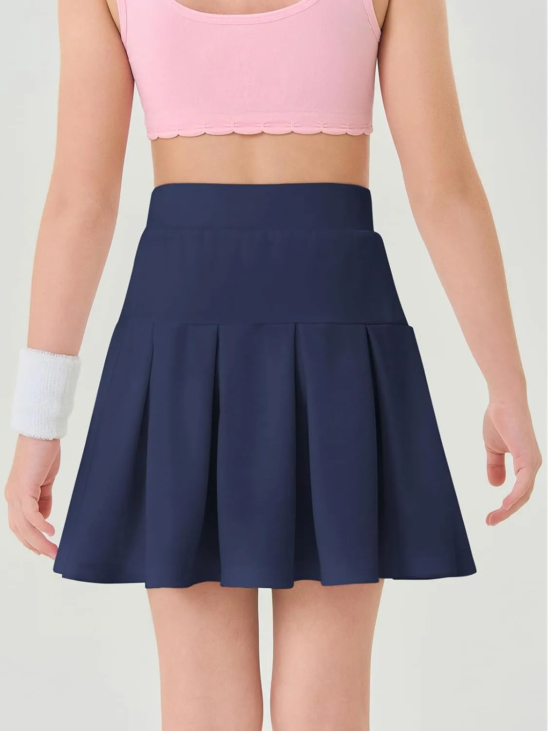 Haloumoning Girls Pleated Skirts School Kids Casual Mini Flare A Line Uniform Skorts Skirt 5-14 Years