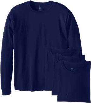 Hanes mens Essentials Long Sleeve T-shirt Value Pack (4-pack) fashion t shirts, Navy, Medium US