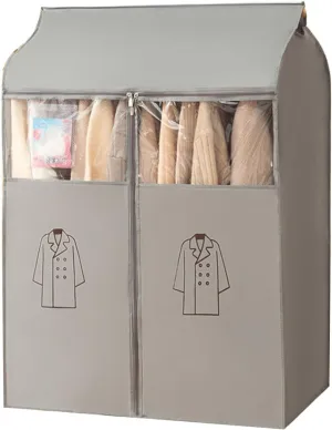 Hanging Garment BagPlastic Clothes Covers, T-zipper, Washable Garment Bag for T-shirts, Jackets, Suits, Coats(Gray,52x52x120cm/20x20x47in)