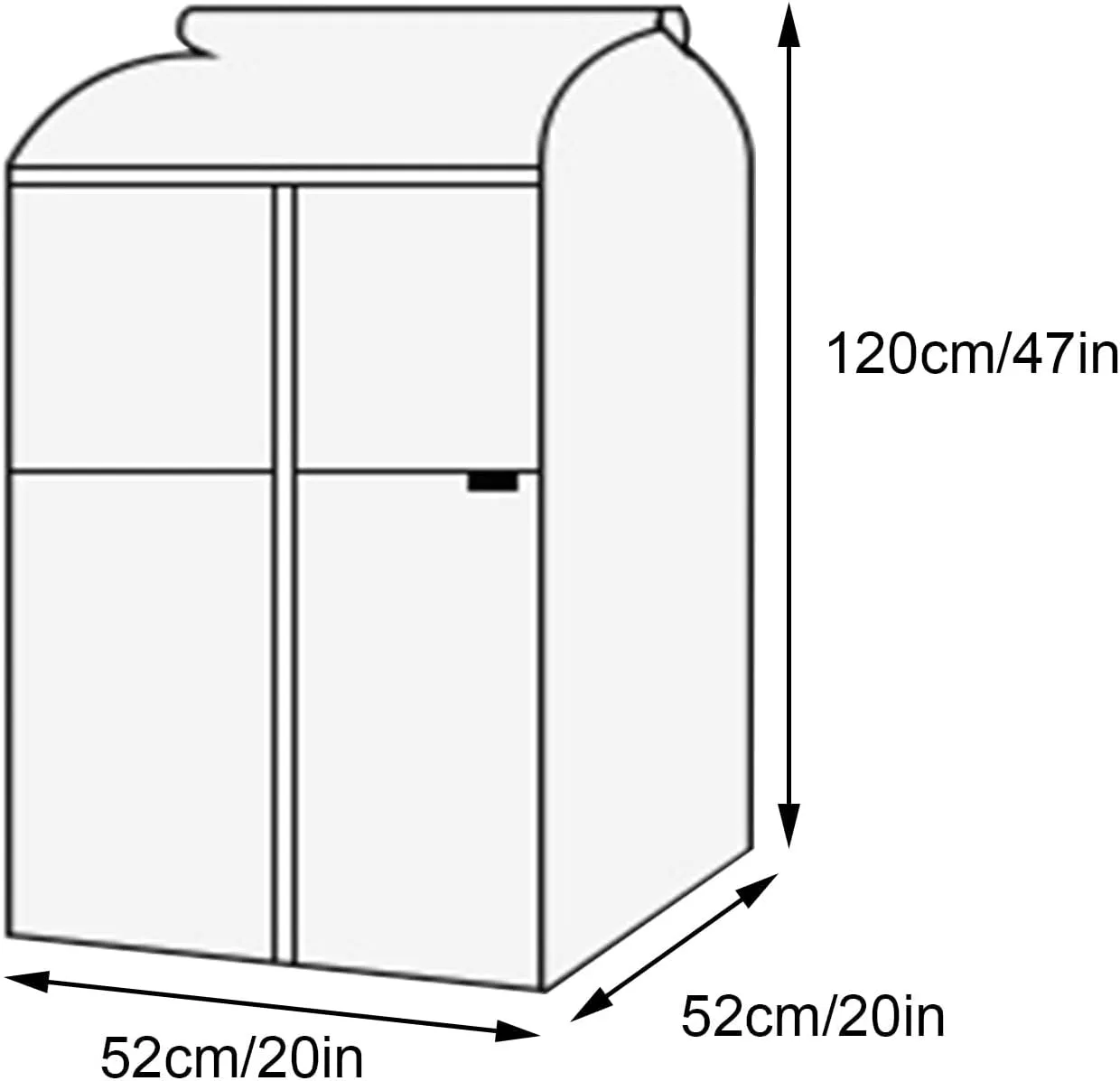 Hanging Garment BagPlastic Clothes Covers, T-zipper, Washable Garment Bag for T-shirts, Jackets, Suits, Coats(Gray,52x52x120cm/20x20x47in)