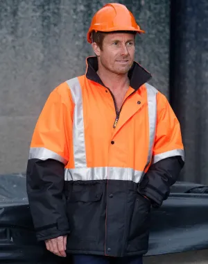 HI-VIS TWO TONE RAIN PROOF JACKET WITH QUILT LINING