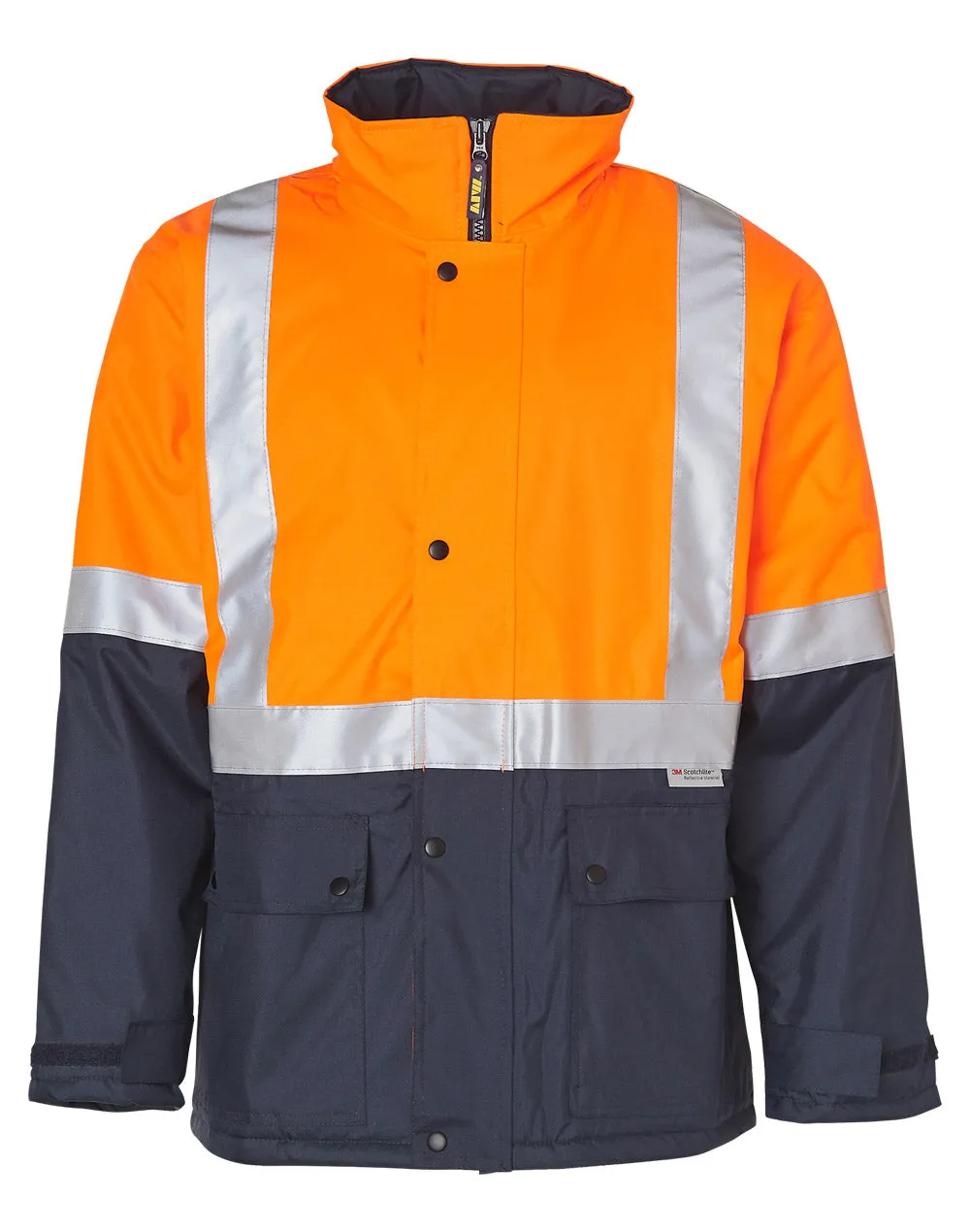 HI-VIS TWO TONE RAIN PROOF JACKET WITH QUILT LINING