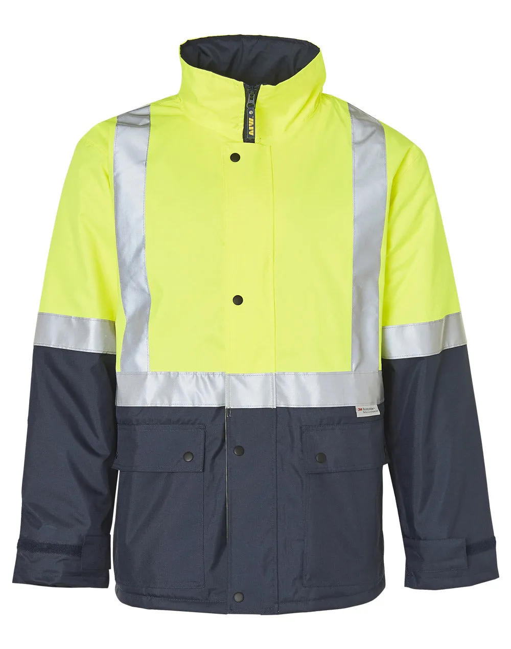 HI-VIS TWO TONE RAIN PROOF JACKET WITH QUILT LINING