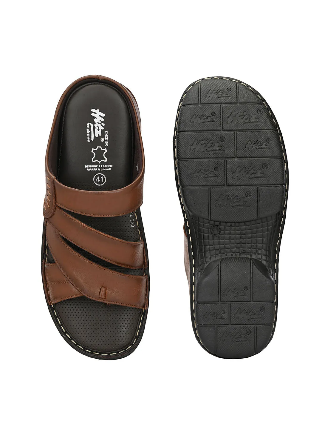 HITZ9222 Men's Tan Leather Daily Wear Open Slipper