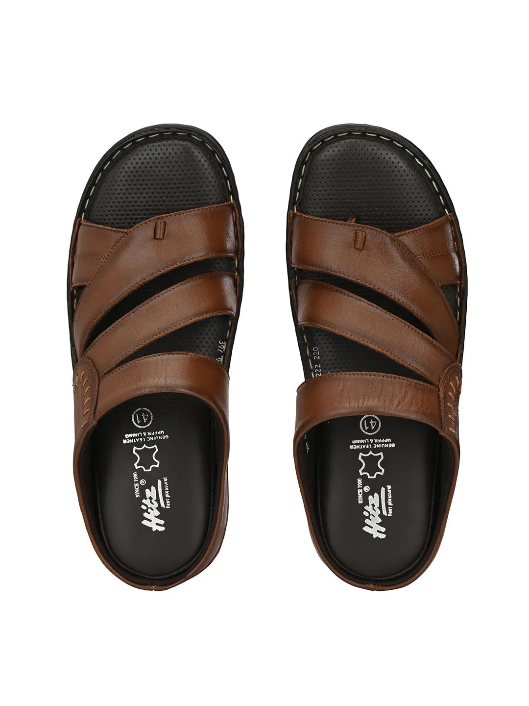 HITZ9222 Men's Tan Leather Daily Wear Open Slipper