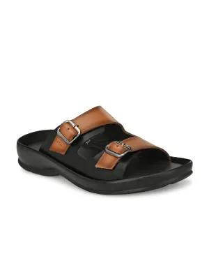 HITZ9502 Men's Tan Leather Daily Wear Open Slipper