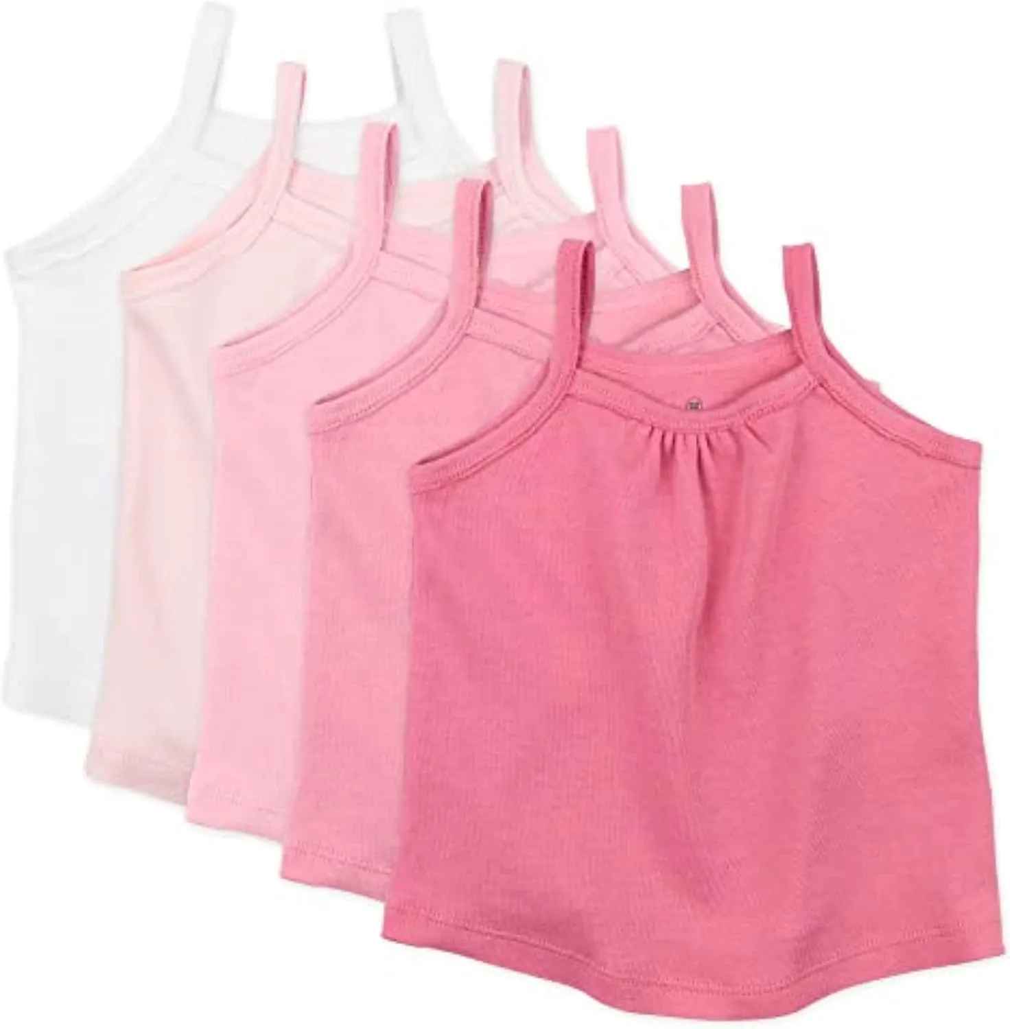 HonestBaby 5-Pack Cami Tops Sleeveless T-Shirts 100% Organic Cotton for Infant and Toddler Baby Girls