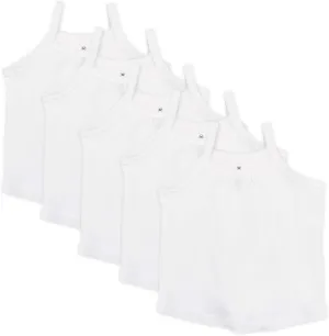 HonestBaby 5-Pack Cami Tops Sleeveless T-Shirts 100% Organic Cotton for Infant and Toddler Baby Girls