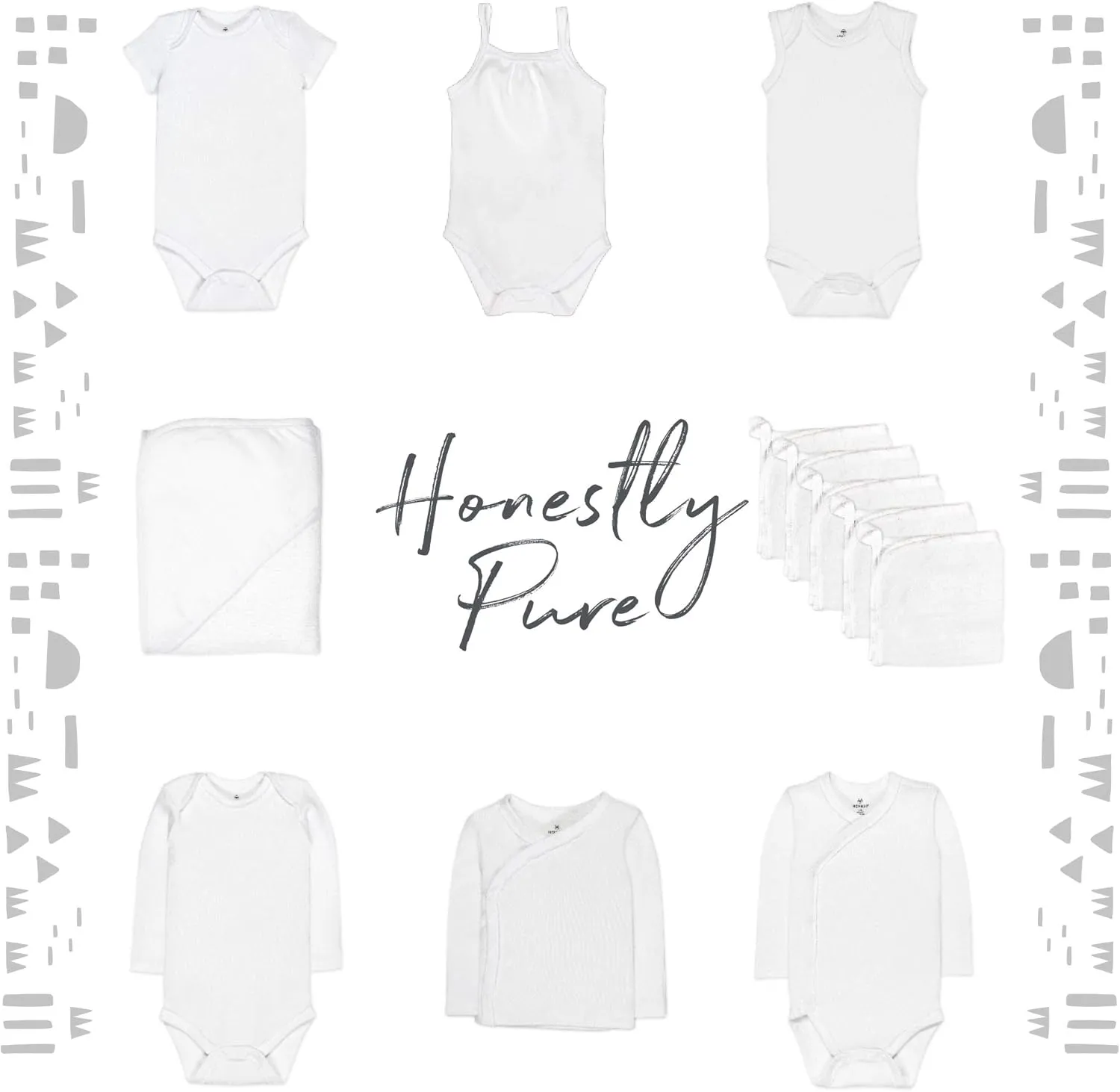 HonestBaby 5-Pack Cami Tops Sleeveless T-Shirts 100% Organic Cotton for Infant and Toddler Baby Girls