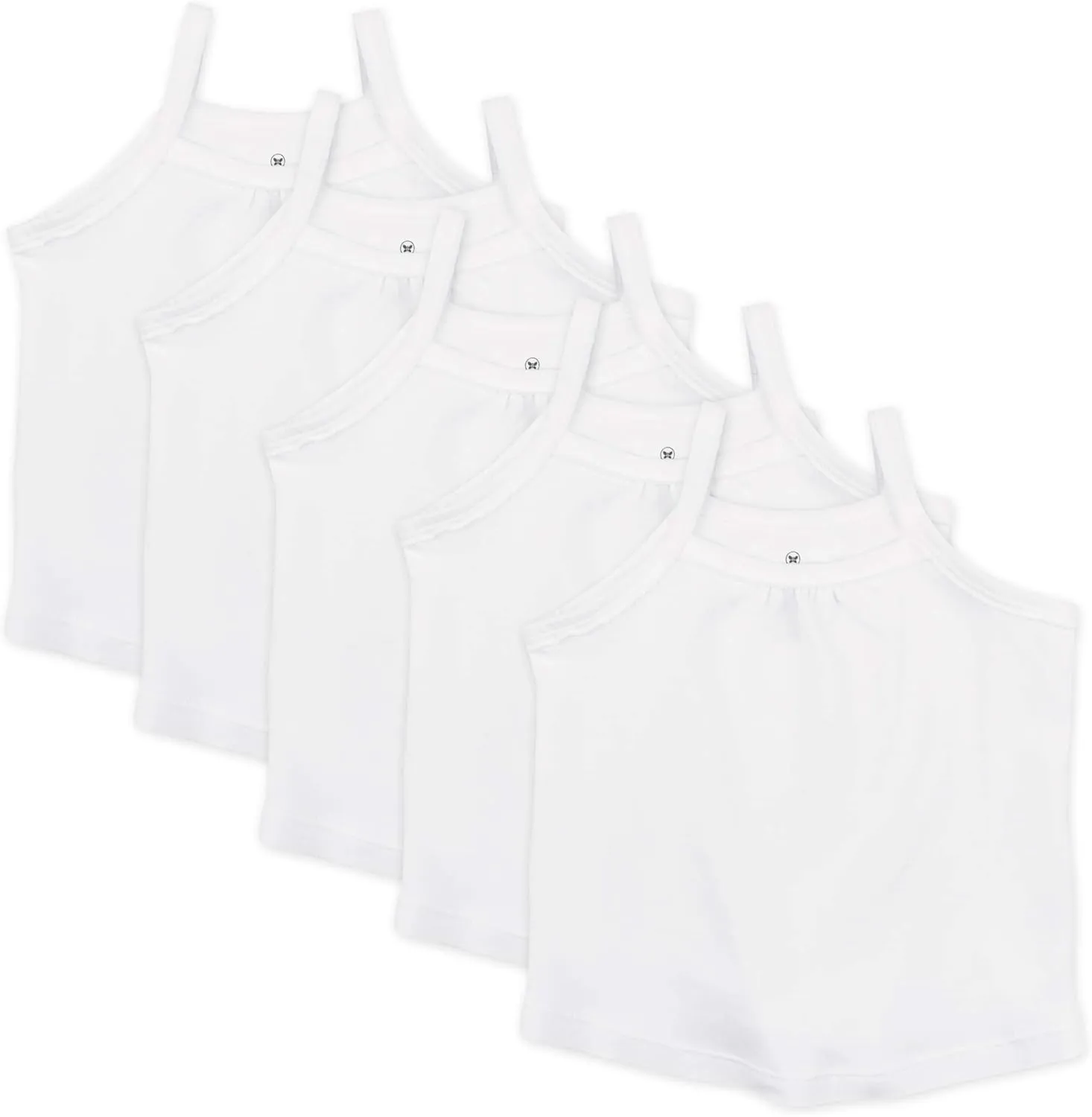 HonestBaby 5-Pack Cami Tops Sleeveless T-Shirts 100% Organic Cotton for Infant and Toddler Baby Girls