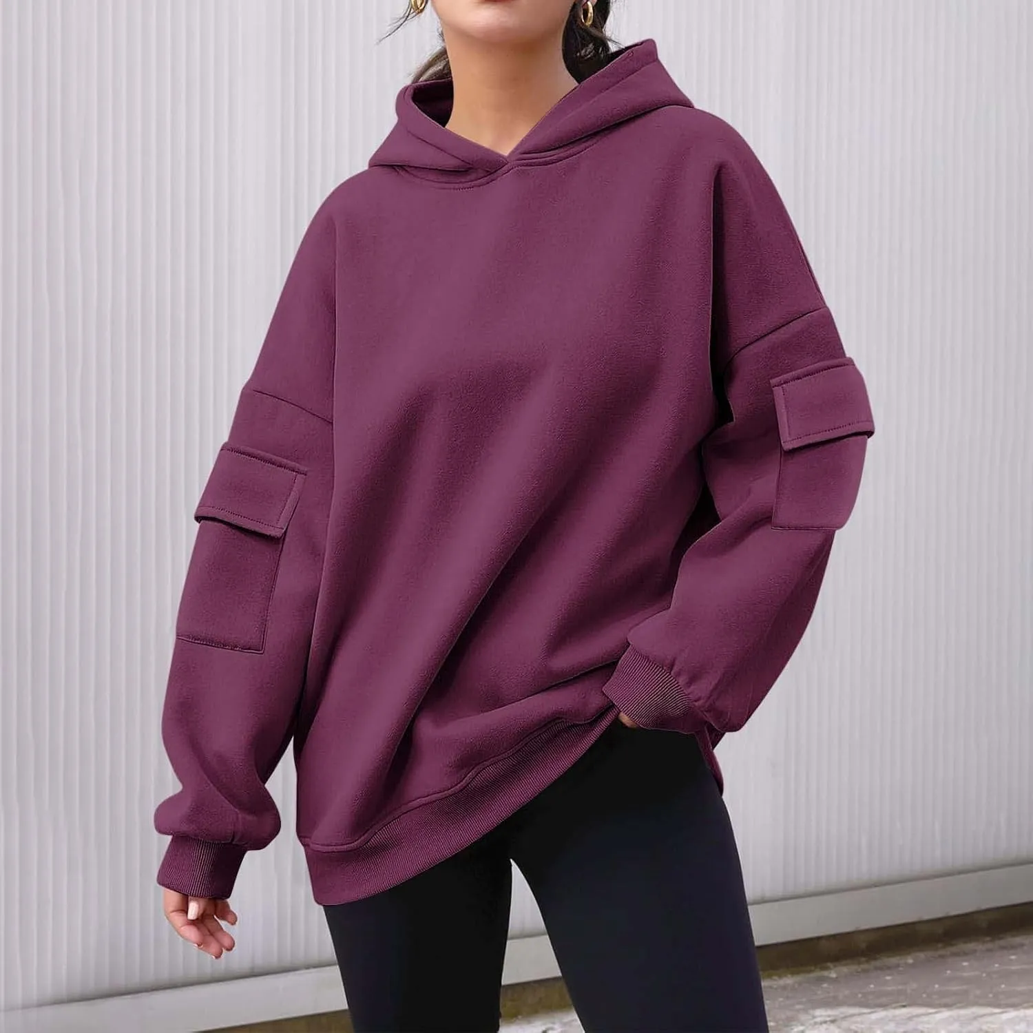 Hoodies For Women y2k Baggy Comfy Long Sleeve Pullover Sweat Shirt Pullover Tops Fall Clothes 2024 With Side Pockets