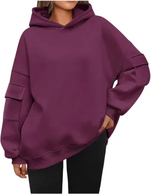 Hoodies For Women y2k Baggy Comfy Long Sleeve Pullover Sweat Shirt Pullover Tops Fall Clothes 2024 With Side Pockets