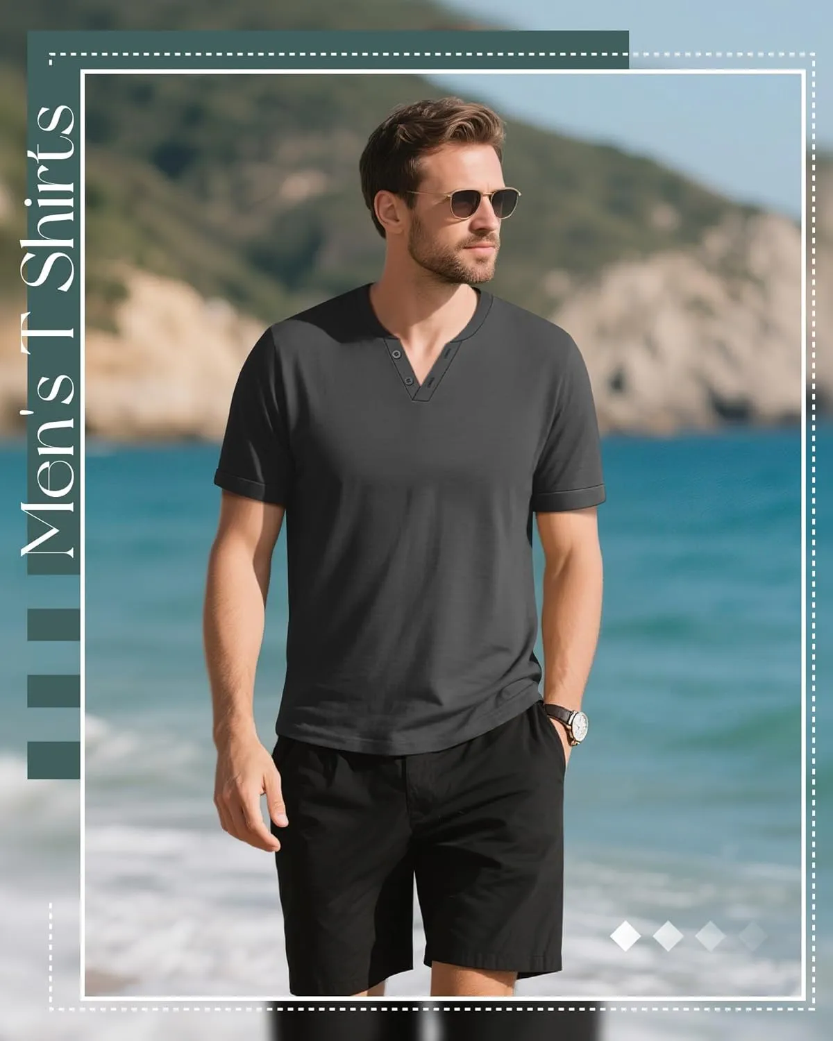 Huukeay 3 Pack Big and Tall Men's Short Sleeve Henley T Shirts Cotton Summer Casual Basic Tee Button Lightweight Stretch Top