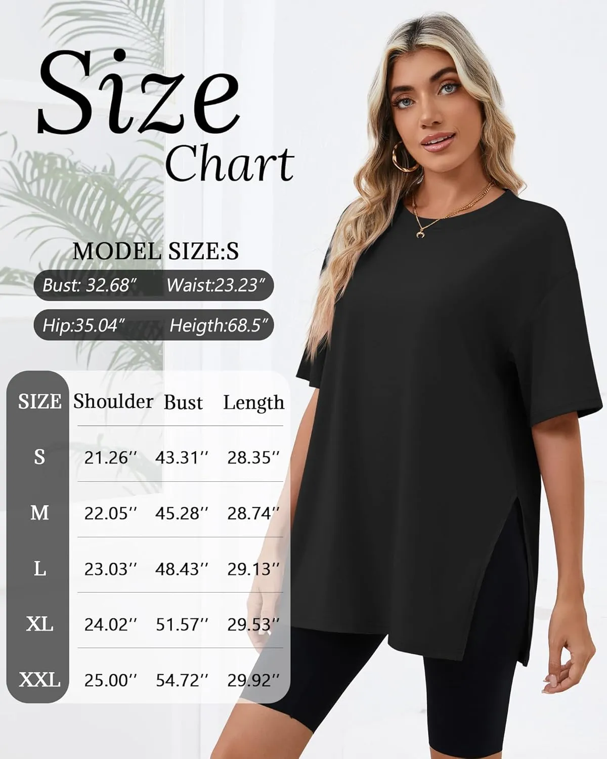 Huukeay 3 Pack Women's Oversized Gym T Shirts Cotton Short Sleeve Side Split Crewneck Tops Casual Workout Baggy Basic Tee