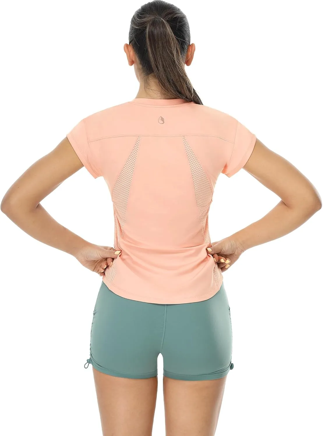 icyzone Women's Crewneck Workout T Shirts Quick Dry Athletic Cap Sleeve Fitness Gym Running Yoga Tee Tops