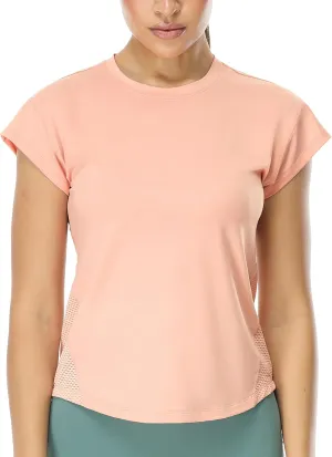 icyzone Women's Crewneck Workout T Shirts Quick Dry Athletic Cap Sleeve Fitness Gym Running Yoga Tee Tops