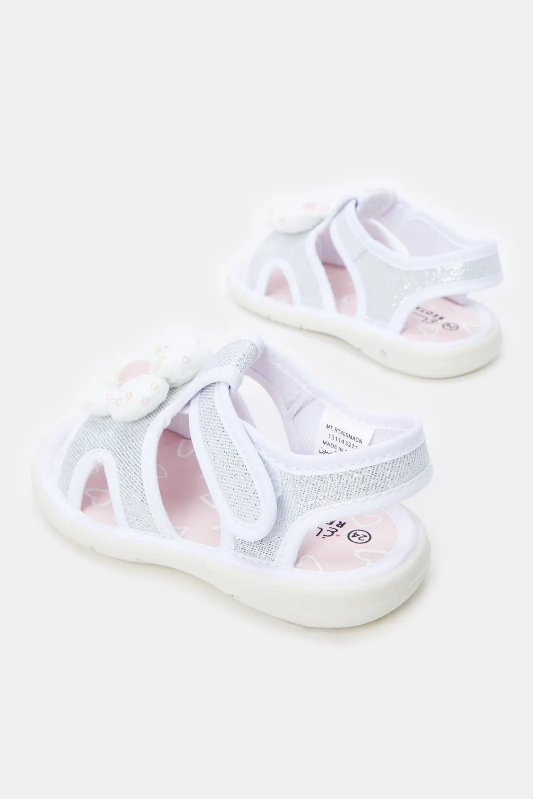 Infant Girls White Flower Embellished Sandals