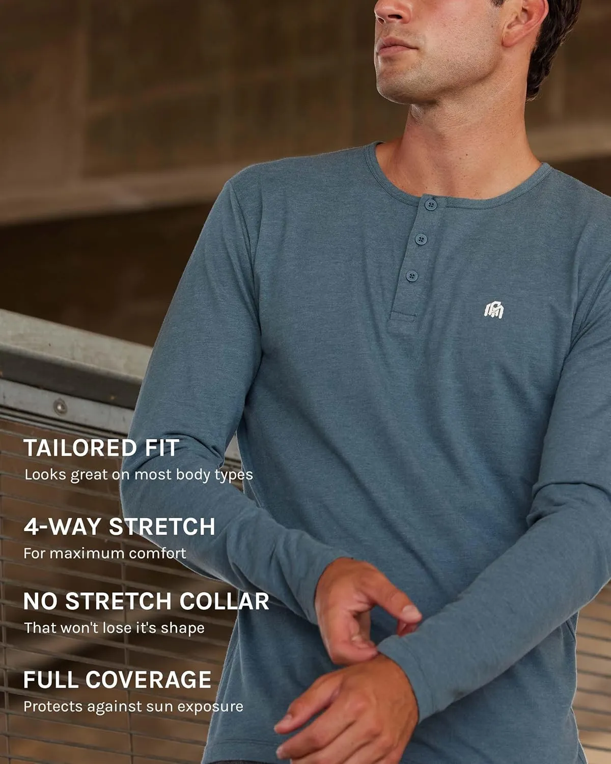 INTO THE AM Long Sleeve Henley Shirts for Men S - 4XL Casual Lightweight Fitted Longsleeve