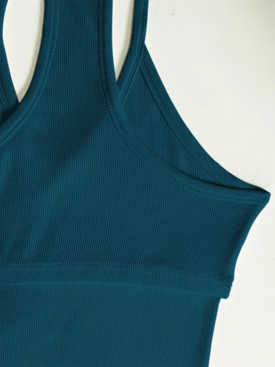 Jar of Love Women's Workout Tank Top with Built-in Shelf Bra-V-Neck Racerback Ribbed Cami for Gym, Yoga, Running