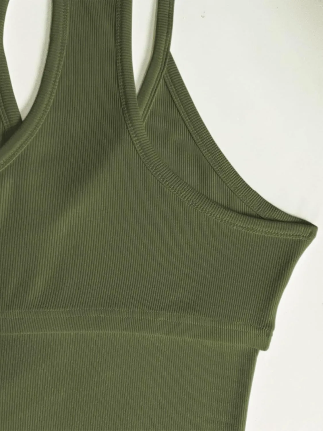 Jar of Love Women's Workout Tank Top with Built-in Shelf Bra-V-Neck Racerback Ribbed Cami for Gym, Yoga, Running