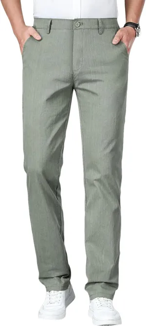 JEShifangjiusu Men's Slim Fit Cotton Stretch Pants Flat Front Relaxed Fit Casual Pant Washed Comfort Stretch Chino Pant (32,Army Green), Army Green, 32