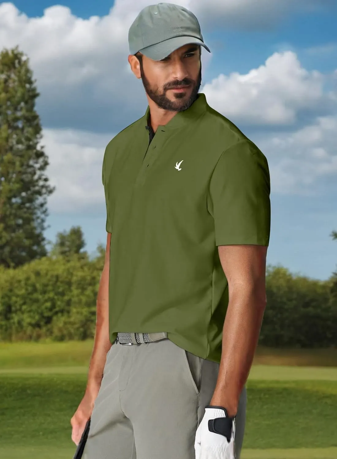 JMIERR Men's Polo Henley Shirt Moisture Wicking Quick Dry Summer Casual Short Sleeve Golf Polo T Shirts