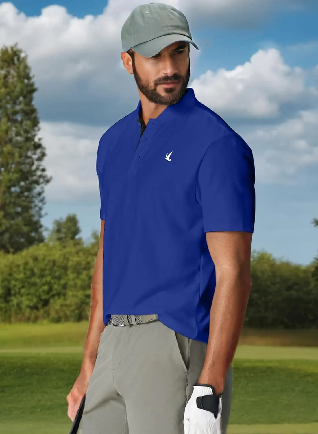 JMIERR Men's Polo Henley Shirt Moisture Wicking Quick Dry Summer Casual Short Sleeve Golf Polo T Shirts