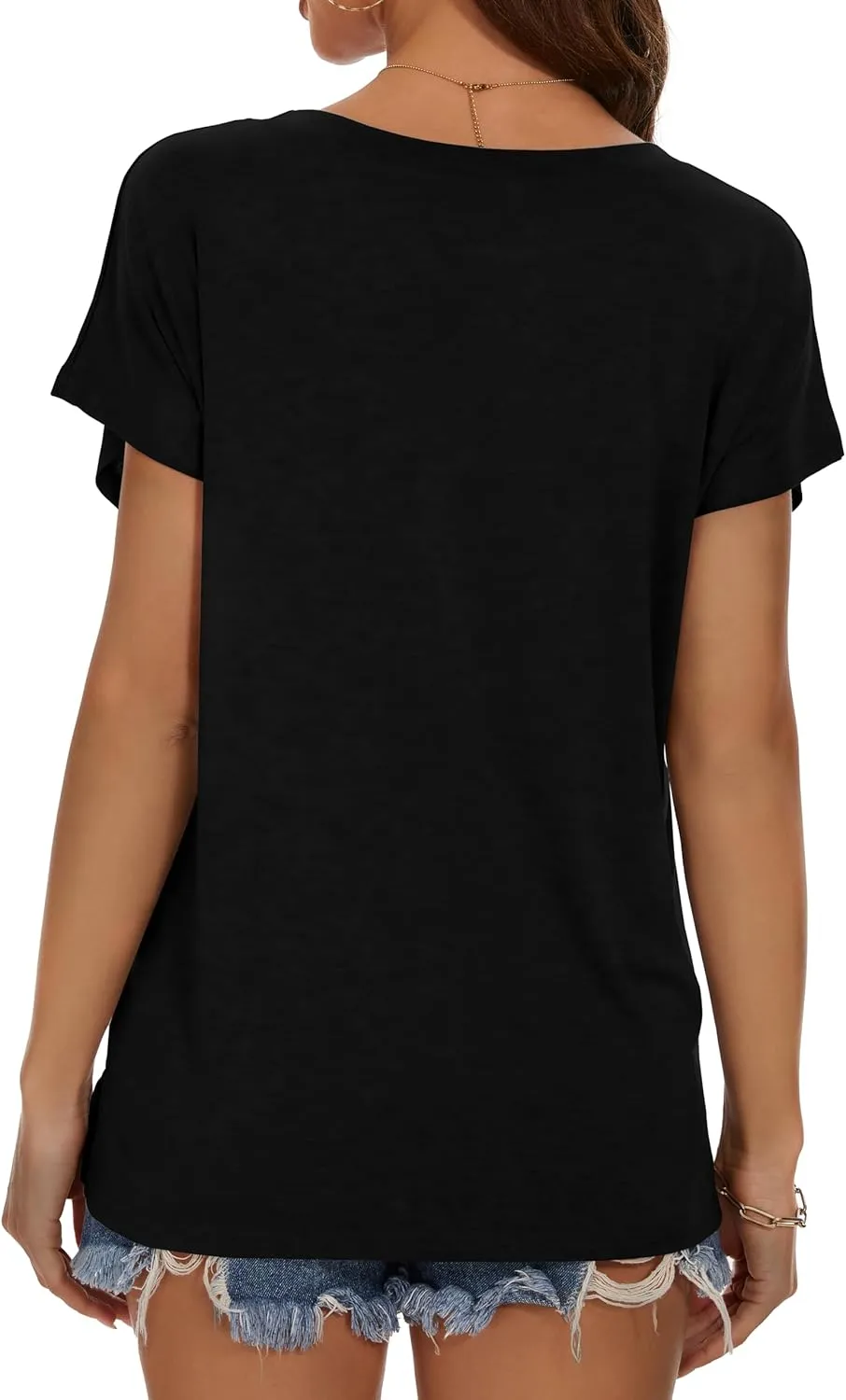 JOELLYUS Cap Sleeve Tops for Women Summer T Shirts with Pocket Basic Tees Casual Loose Fit Round Neck Top