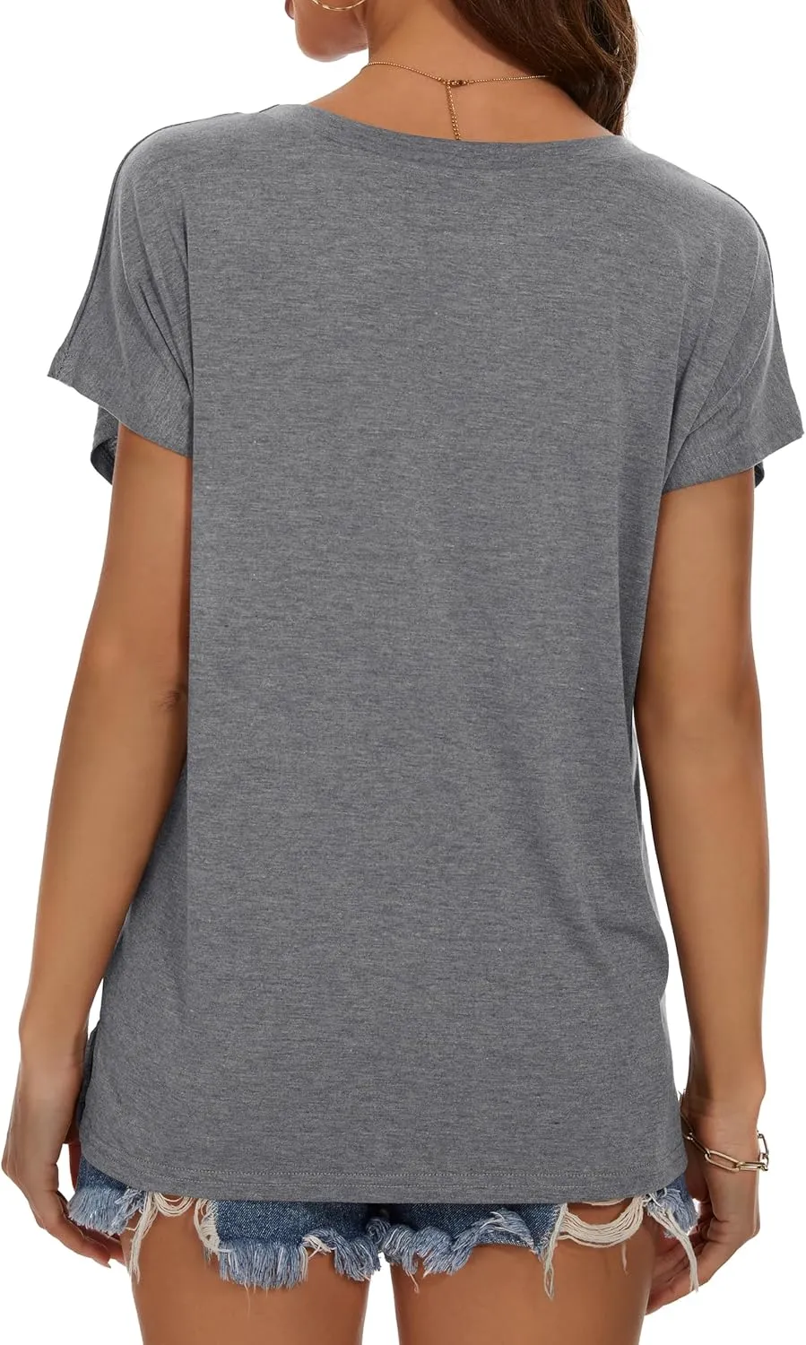 JOELLYUS Cap Sleeve Tops for Women Summer T Shirts with Pocket Basic Tees Casual Loose Fit Round Neck Top