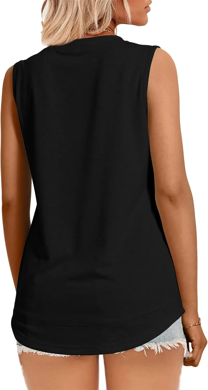 JomeDesign Womens Tank Tops Summer Sleeveless V Neck T Shirts Casual Tunic Tops for Leggings Loose Fit