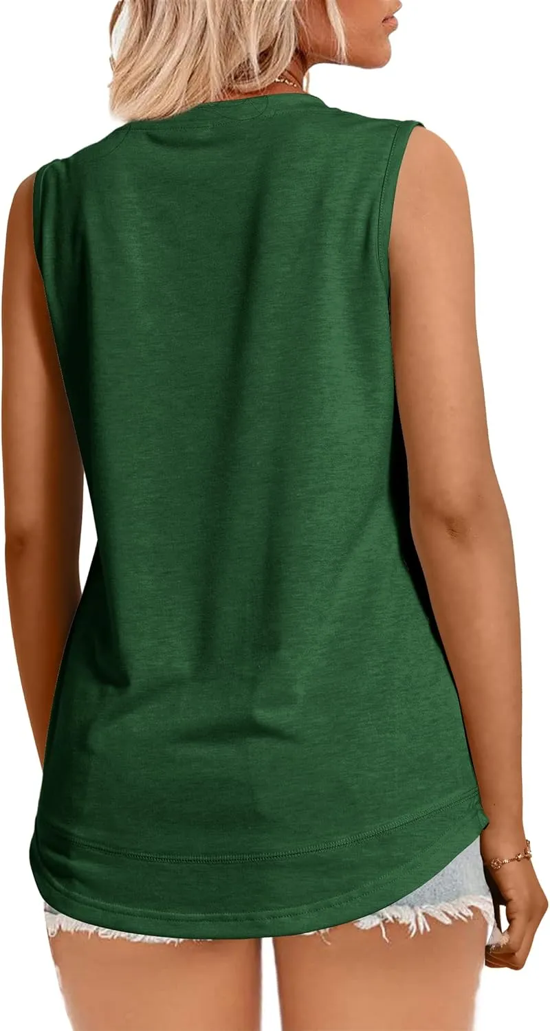 JomeDesign Womens Tank Tops Summer Sleeveless V Neck T Shirts Casual Tunic Tops for Leggings Loose Fit