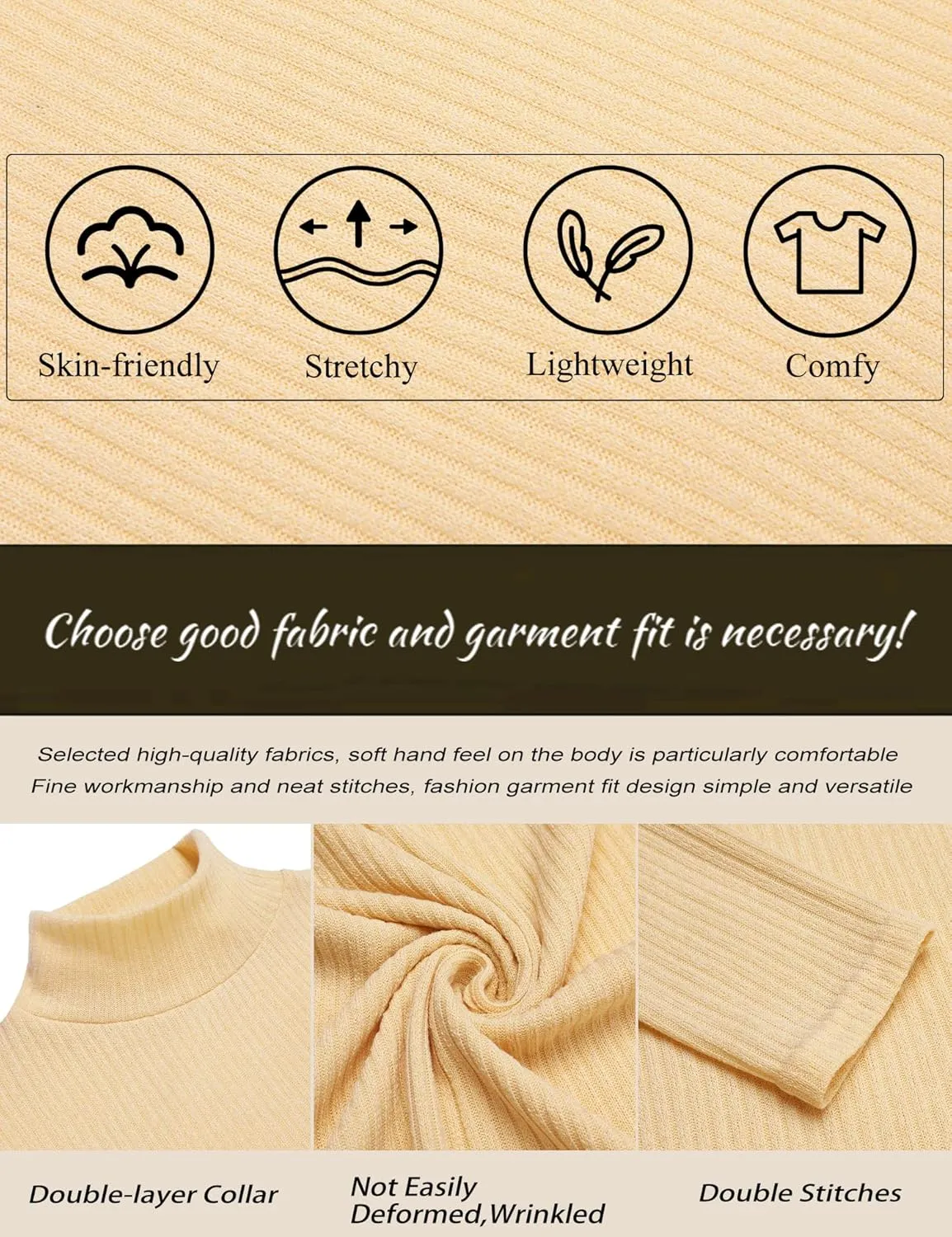 JoZorro Mens Mock Neck T Shirts Pullover High Neck Turtleneck Premium Cotton Long Sleeve Sweaters for Men