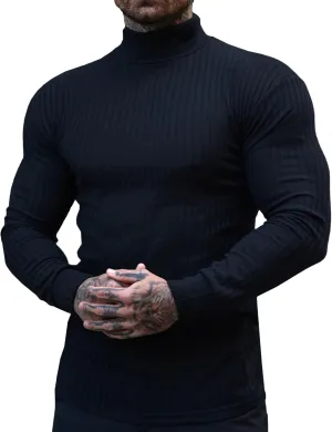 JoZorro Mens Mock Neck T Shirts Pullover High Neck Turtleneck Premium Cotton Long Sleeve Sweaters for Men