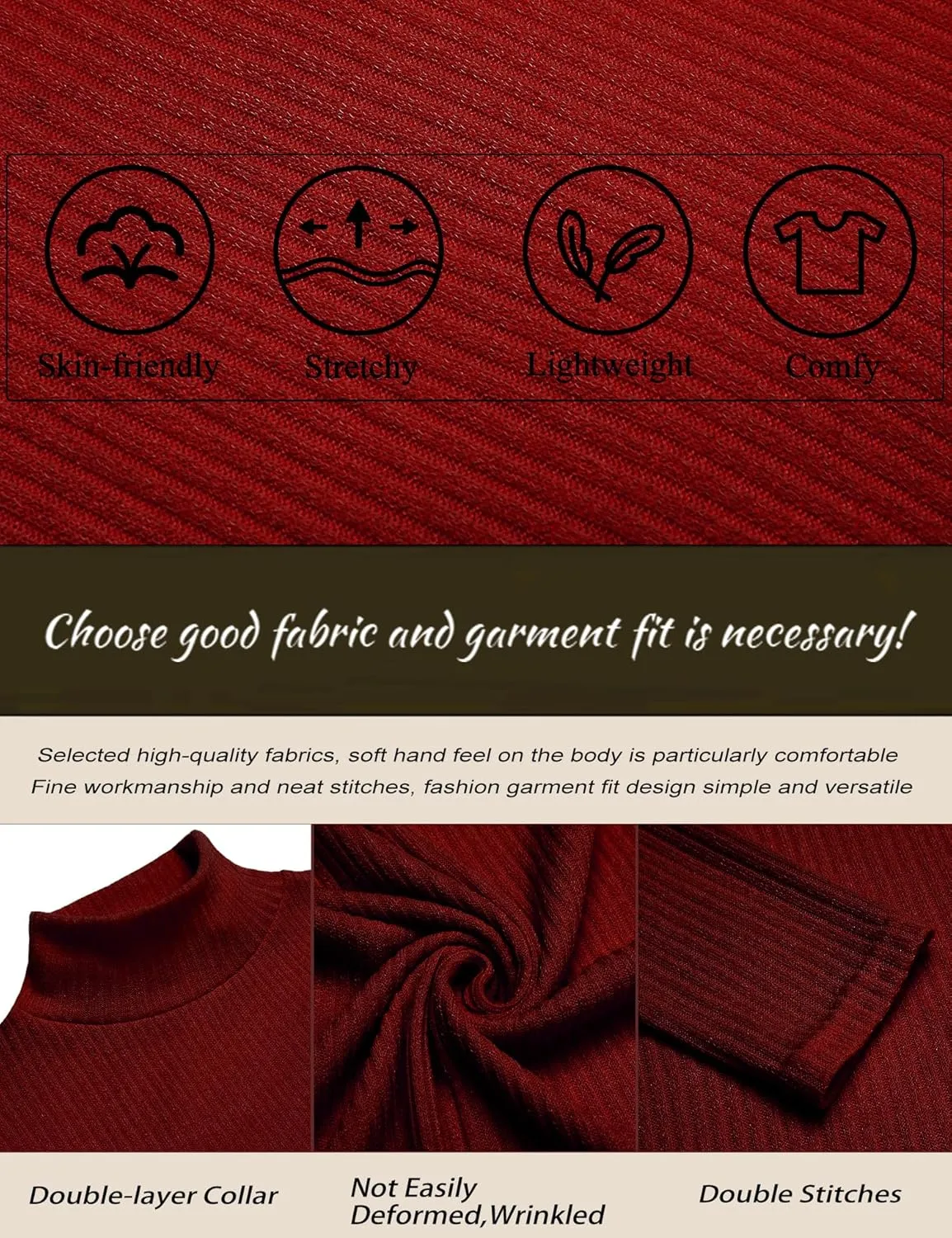 JoZorro Mens Mock Neck T Shirts Pullover High Neck Turtleneck Premium Cotton Long Sleeve Sweaters for Men