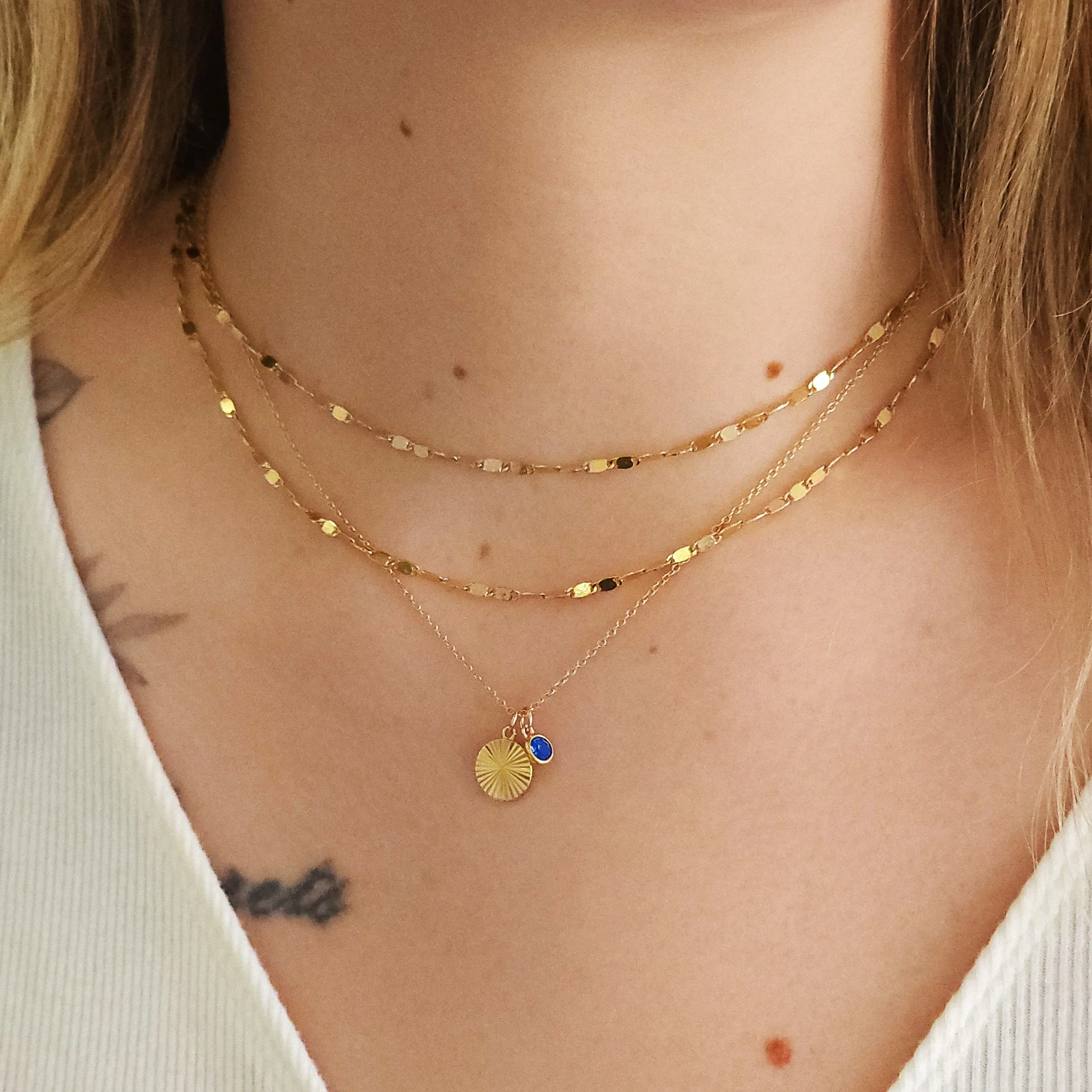June Birthstone Fluted Necklace
