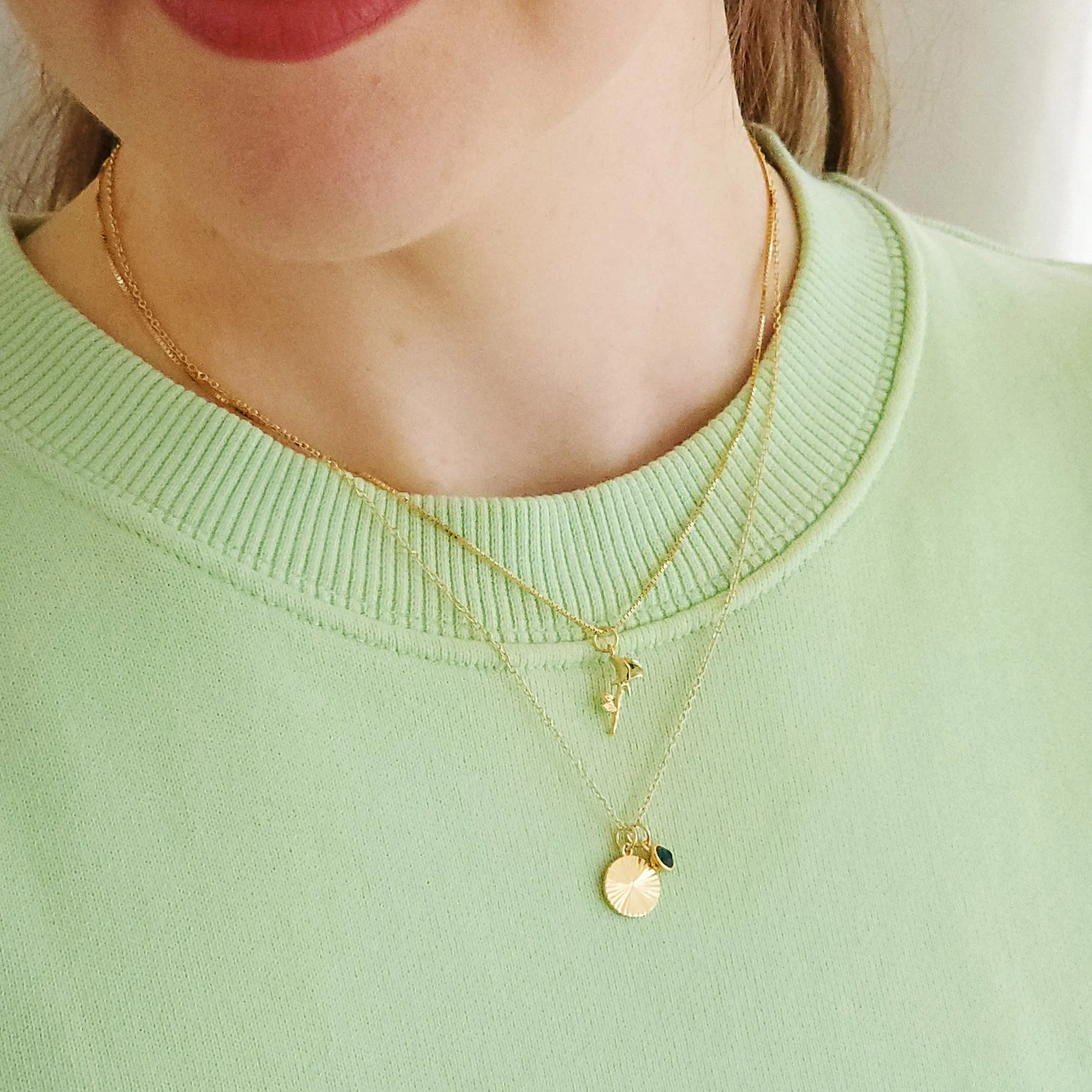 June Birthstone Fluted Necklace