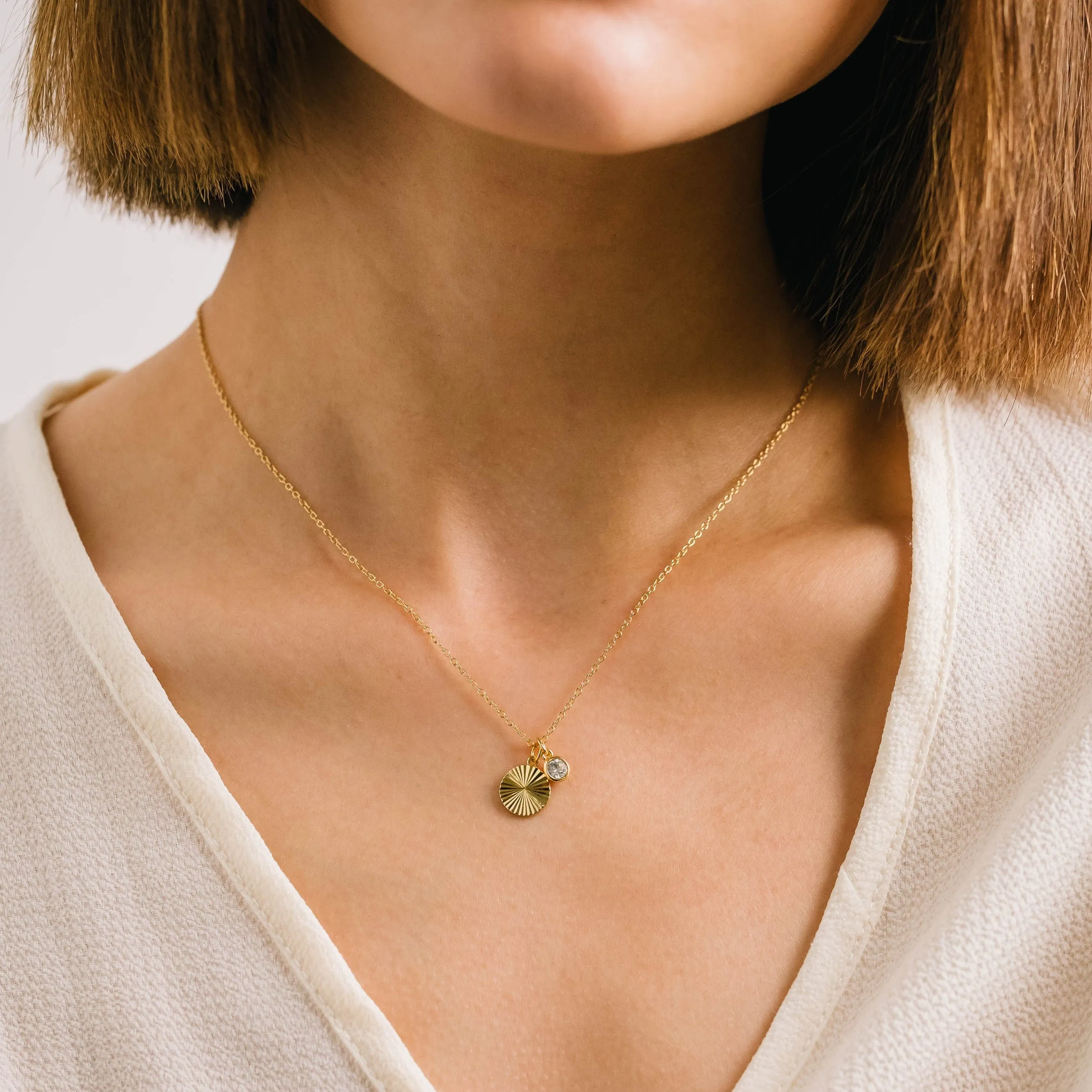 June Birthstone Fluted Necklace