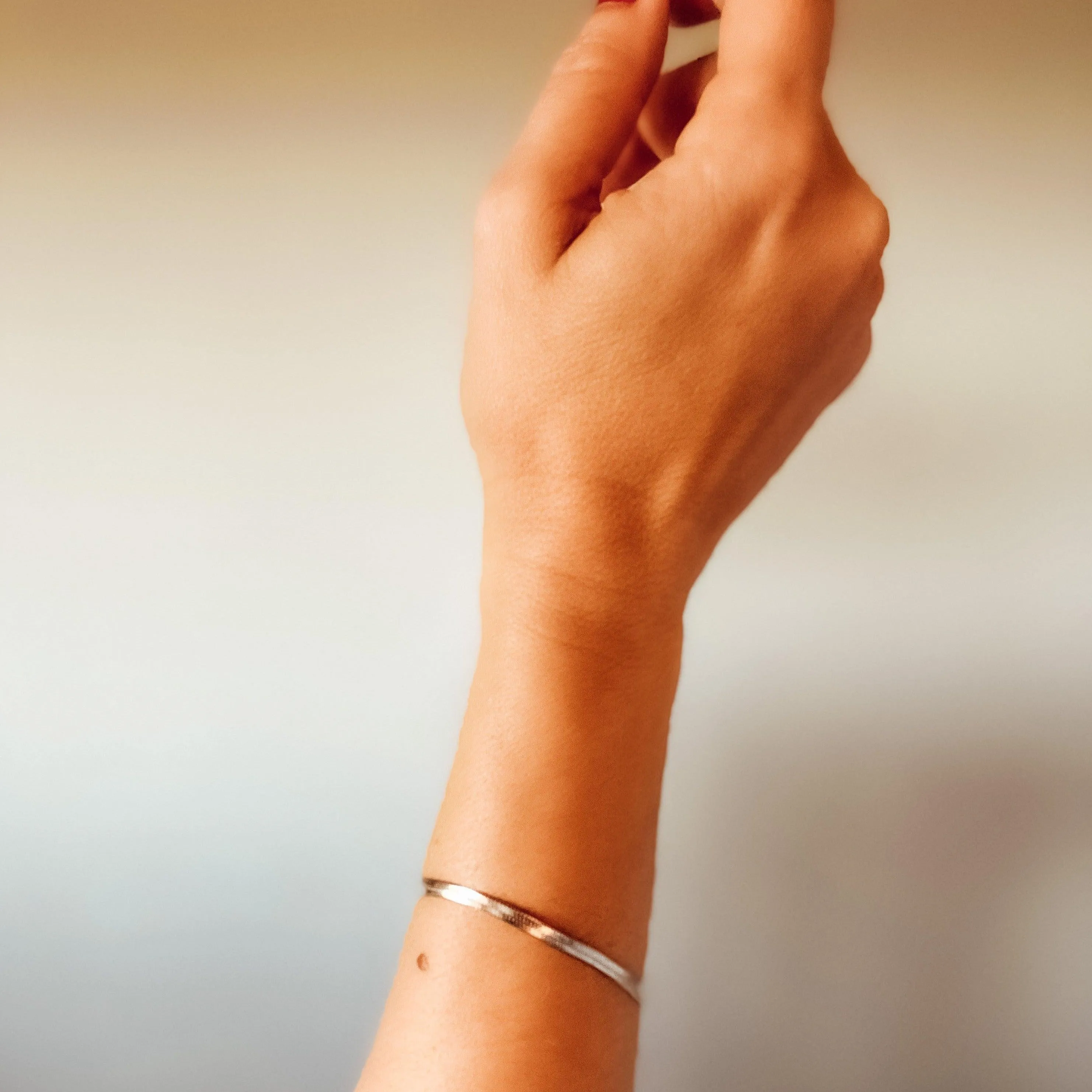 Kali Silver Herringbone Bracelet